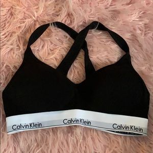 black Calvin Klein sports bra